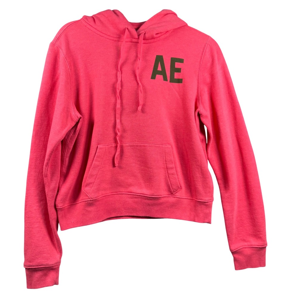 Y2K Retro American Eagle L AE Pink Graphic Hoodie Pullover Athleisure Loungewear